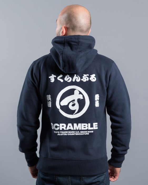 Scramble Brush Logo Zip Hoody - Navy Blue