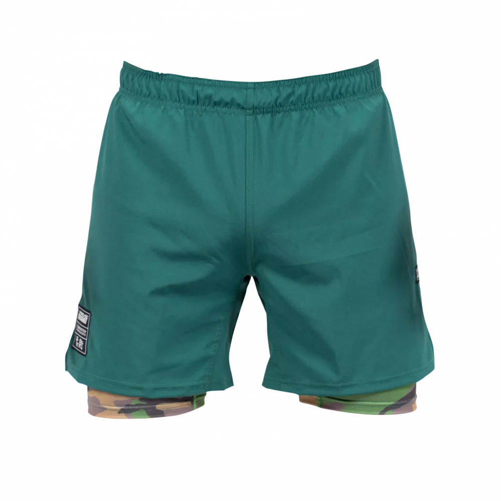 Scramble Combination Shorts - Green / Woodland Camo