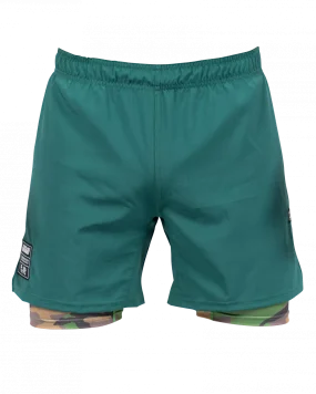 Scramble Combination Shorts - Green / Woodland Camo