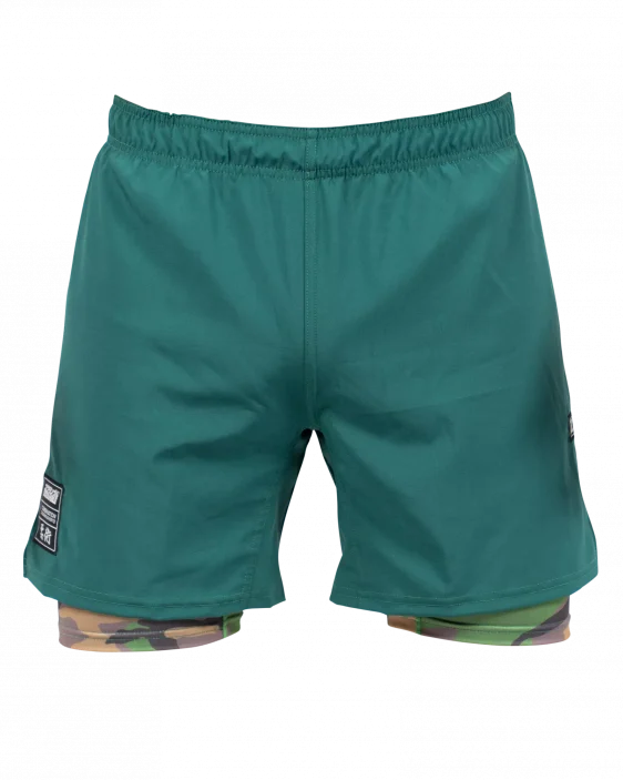 Scramble Combination Shorts - Green / Woodland Camo