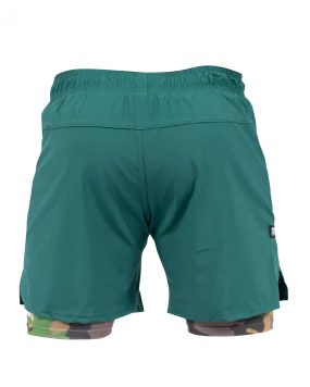 Scramble Combination Shorts - Green / Woodland Camo