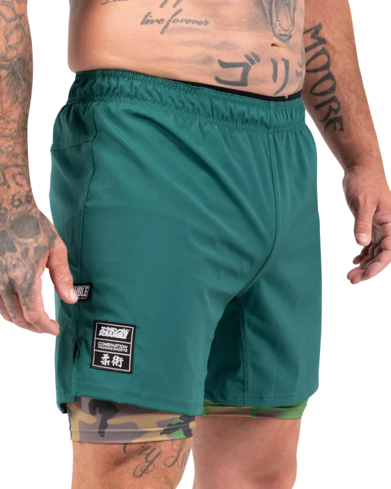 Scramble Combination Shorts - Green / Woodland Camo