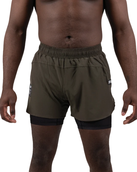 Combination Shorts - Khaki Green / Black