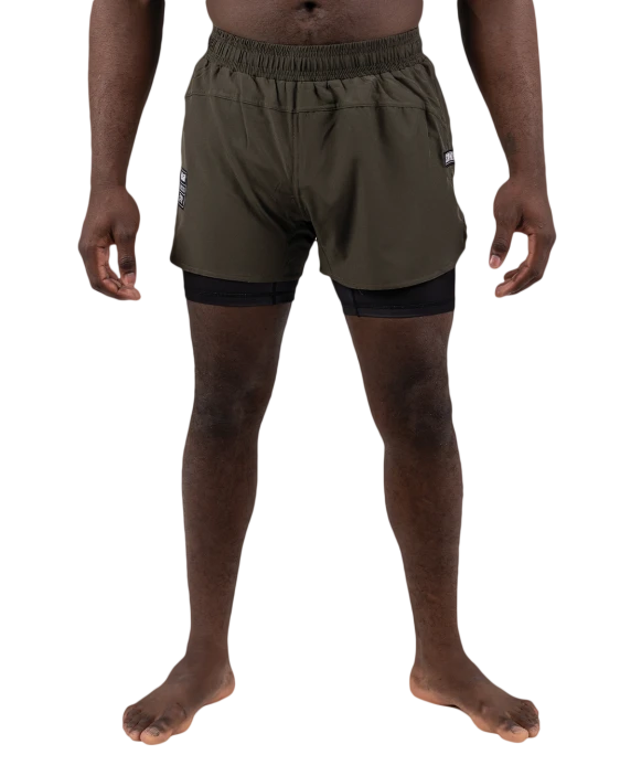 Combination Shorts - Khaki Green / Black