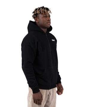 Puff Print Zip-Up Hoody - Black